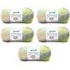 Gründl Lana Cotton Quick Batik - filato per maglia e uncinetto, filato sfumato, 100% cotone, certificato OEKO-TEX, 100g/260m, ferri: 3-4, 5x100g - Verde-Giallo-Turchese Naturale