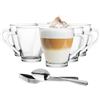 Glasmark Krosno 1992 set di 6 tazze da caffè vetro 200 ml trasparente con manico 6 cucchiaini bicchieri da tè caffè latte macchiato cappuccino
