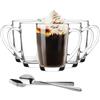 Glasmark KROSNO 1992 set di 6 tazze da caffè latte vetro trasparente 300 ml con manico 6 cucchiaini bicchieri da tè latte macchiato cappuccino