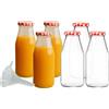 Mikken 6 bottiglie di vetro da 500 ml, bottiglia con tappo a vite con imbuto in omaggio