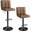SONGMICS Set di 2 Sgabelli da Bar, Sedie Girevole Regolabili in Altezza con Rivestimento in PU, Sedie da Cucina con Schienale e Poggiapiedi, Sala da Pranzo, Bancone, Acciaio, Marrone Noce LJB064K02