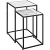 HAKU Set di 2 tavolini nero bianco finto marmo metallo tavolino da salotto - Dimensioni: L 28/33 x A 43/50 x P 28/33 cm Stile: Art Déco