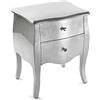 VERSA Cagliari Comodino Tavolino o ausiliario per la Camera da Letto o Il Soggiorno Cassettiera, con 2 cassetti, Misure (A x L x l) 60 x 39 x 50 cm, Legno, Colore Argento