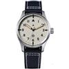 Seestern Full Lume Automatico S424 Acciaio Pelle Nero Zaffiro Pilot Orologio Uomo