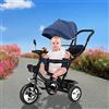 LANTUS Triciclo bambini fino 25 kg, Passeggino con Maniglione regolabile, Bici, Sedile girevole Fronte Mamma e Strada, Cappottina pieghevole, Ruota libera, 4 in 1 (blu scuro)