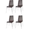 t m c s Tommychairs - Set 4 sedie Madrid per cucina e sala da pranzo, scocca in multistrato imbottita e rivestita in pelle artificiale colore moka e basamento in tubo d'acciaio cromato