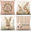 Hianjoo Copricuscino di Pasqua, 4 Federe di Pasqua, Federe in Morbido lino a Forma di Coniglietto per Decorazioni per la Casa, Camera da Letto, Divano per Decorazioni Pasquali 45x45 cm (Rosa)