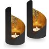 Gadgy Porta Candele Set da 2 - Portacandele in Metallo Nero e Oro - Porta Tealight Decorativo da Tavolo - Lanterna Portacandela Elegante per Casa, Soggiorno, Terrazzo, Idee Regalo