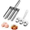 Ksvaye Polpette Stampo Acciaio Inox Stampo per Polpette, Tre Tubi Attrezzo per Fare Le Polpette con Spatole da Taglio per Rapido Cooping Polpette di Pesci