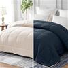 Whale Flotilla Trapunta 155 x 220 cm, 300 GSM in microfibra, morbido e traspirante, per letto matrimoniale e 4 stagioni, colore: blu navy/beige