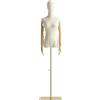 Swociro Manichino femminile a forma di busto, corpo manichino con testa staccabile, mani in legno e supporto regolabile in altezza dorato, per esposizione di gioielli, beige (oro)
