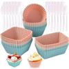 WUERKIYA Stampo Muffin in Silicone - Stampo Antigraffio e Antiaderente, Set di 24 Stampini in Silicone per Dolci, Stampini Muffin e Pirottini Silicone per una Varietà di Dolci e Dessert