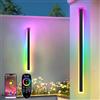 Zihoi RGB LED Illuminazione da Parete Esterno, 80cm 2Pezzi RGB/Caldo/Bianco Metallo Dimmerabile Lunga Luci Esterne Parete, Ip65 Impermeabile con Telecomando e APP per Esterni/Interni, Giardini, Villa-80cm