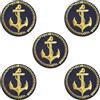 CABODYALS 5 pz Toppe Da Marinaio Da Stirare Nere Piatte Rotonde Toppe Nautiche Ricamate con Ancora Dorata Da Cucire e Riparare, Applique Alla Rinfusa per Cucire Zaini, Vestiti, Jeans, Borse, Natale, F