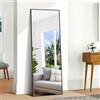 BONEWEI Specchio da Terra 161x52 cm, Specchio Rettangolare a Figura Intera con Cornice in Alluminio Nero, moderno grande specchio da parete in piedi o da appendere, per Soggiorno, Spogliatoio