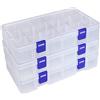 Qualsen Scatola in Plastica Stoccaggio Scatole Divisori Mobili Organizzatore Contenitore per Dell'orecchino Strumento Accessori (Trasparente x 3 (18 griglia))