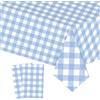 yayafunfun 2 tovaglie a quadretti blu e bianche per feste, 137 x 274 cm, in plastica, facili da pulire, in PVC, rettangolari, impermeabili, per compleanni, picnic, auto da corsa, feste