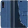 Mulbess Cover per Samsung Galaxy A30S / A50, Custodia Sintetica in Pelle, Tasca Slot Carta, Supporto Stand, Magnetica Chiusura Case, Elegante Diamante Blu