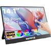 HGFRTEE Monitor Portatile Touch 14 Pollici 1920x1200P,USB-C/HD, IPS HDR,con Supporto VESA - Schermo Esterno Secondario per Laptop/Telefono/Console di Gioco/Sorveglianza-14 Pollici