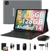 PIXGOOD Tablet 10 pollici 4G lte e 5G WiFi, Android 14.0 Octa-Core, 36GB RAM, 128GB ROM (1TB Espandibile), INCELL 1980 * 1200, 13MP+8MP, Tablet in offerta con Tastiera etc, GPS/Bluetooth (Grigio)