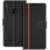 COODIO Custodia in Pelle per Honor View 10 Lite, Cover a Libro Magnetica Portafoglio per Honor View 10 Lite, Nero/Rosso