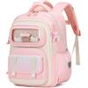 Tanou Zaino Scuola Elementare Bambina Ergonomico | Zaino da Ragazza Kawaii con Ciondolo 7-12 anni, Zaini per Ragazze Impermeabile in Oxford Tessuto, 20 Litri, Rosa