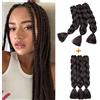 Gairyan Treccine Africane Extension per Treccine Afro Capelli Finti 60cm Ombre confezione da 6, Treccia Capelli Sintetici Crochet Twist Jumbo Braids (Marrone Scuro)