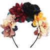 SSyang Corona di Fiori Messicana, Fascia Floreale per Capelli con Corona di Fiori Di Rosa, Per Donna Di Fiori Di Rosa Fascia, Cerchietto per Capelli con Rose, per Feste, Matrimoni (Black red, L)