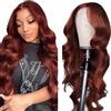 Creuost 4x1 HD Lace Frontal Human Hair Wig Body Wave 150% Density Parrucca Donna Capelli Veri Umani #33 Reddish Brown Brazilian Virgin Hair Pre Plucked Baby Hair No Tangle 22 Inch