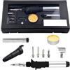 owootecc Set di saldatore a gas, portatile, senza fili, con accensione elettronica, saldatore a gas con 6 punte intercambiabili e filo di stagno, multifunzione per saldatura pirografica