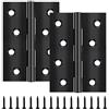 Yeepeo 2 cerniere pieghevoli da 100 × 70 × 1,5 mm, in acciaio inox, colore nero, a banda pianoforte, per porte, finestre, armadi, con 16 viti
