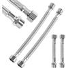 AOROPS Tubo Flessibile 3/8, 4 Pezzi Flessibili in Acciaio Inox 304, Tubo Corazzato Da 3/8 Pollici Tubo Flessibile per Rubinetto Bagno WC (20 cm/10 cm)