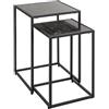 HAKU Set di 2 tavolini in marmo sintetico nero, metallo, tavolino da salotto - Dimensioni: L 28/33 x A 43/50 x P 28/33 cm Stile: Art Déco