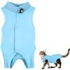 Tibapla Tuta da Recupero Gatto, Tutina da Gatto Traspirante, Body Post Operatorio Anti-Leccato per Animale, E-Collar Alternativa Tuta Chirurgica per Ferite Addominali (Blu, M)