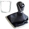 Jodriva Pomello leva cambio a 5 e 6 marce con cuffia copri cuffia, for Ford, for Focus, 2 MK2 FL MK3 MK4 MK7, for Mondeo, for Fiesta, Galaxy Pomello del cambio automatico(Black-5 Speed)