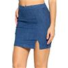 Khanomak Minigonna da Donna con Chiusura a Cerniera Laterale (S, Dark Blue)