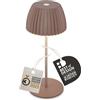 BRILONER - Mini lampada da tavolo LED senza fili IP44 con bordo luminoso, touch dimmer, lampada da comodino ricaricabile, vincitore del German Design Award 2025, 8,5x20 cm, sabbia umbra
