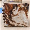 PETTI Artigiani Italiani - Cuscini Sedie Cucina Set da 6, Effetto Marmo Marrone 40x40 cm, Coprisedie Quadrati per Sala da Pranzo in Microfibra con Stampa Digitale e Laccetti, 100% Made in Italy