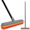 TreeLen Rubber Broom Carpet Rake Pet Hair Remover with Squeegee Extension for Carpet and Hardwood Floor Cleaning