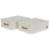 LOVE !T STORE !T LOVE IT STORE IT Premium Set di 2 Scatola per Armadio con Coperchio M - In Tessuto Cotone-Lino - Set di 2 Pezzi Contenitore Medi - Robusti - Beige - 50x33x16 cm Ciascuna