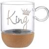KASANOVA Mug King in vetro borosilicato e base in sughero, 270 ml trasparente