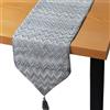 DRW Runner da tavolo in poliestere a zig zag in argento e beige, 30 x 180 x 0,5 cm