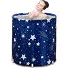 Sinbide - Vasca da bagno pieghevole per adulti, 70 x 65 cm, in plastica, con cotone isolante (motivo stelle, colore blu)