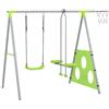 DecHome Gioco per Bambini con 2 Altalene,Canestro e Porta da Calcio Verde/Grigio