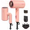 Pretfy Asciugacapelli Professionale con Ioni, 2000W Phon da Viaggio Pieghevole, Fono Capelli Ionico Maneggevole e Compatto, 3 Temperature con Diffusore, Spazzola, Beccuccio