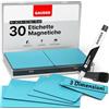 GAUDER Etichette Magnetiche Riscrivibili - Magneti Riutilizzabili da Etichettare per Lavagna, Lavagna Kanban, Frigorifero e Bacheca - Cartellini Magnetici con Pennarello (30 Pezzi - 3 Misure)