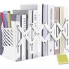 DARUITE Fermalibri per Mensole Metallo Ferma Libri per Libreria Reggilibri da Scaffale Blocca Libri Per Mensole Ferma Libro per Ufficio,Casa,Scuola,Biblioteca(Bianca Con Portapenne)