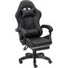 Baroni Home Sedia Gaming con Schienale Ergonomico Inclinabile e Altezza Regolabile, Sedia Ufficio con Supporto Lombare, Poggiatesta Imbottito e Poggiapiedi Estraibile, Nero, 58x66x114-124 cm