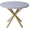 DEYARNA HOME Tavolo da Pranzo Moderno con Struttura in Metallo, Tavolo da Cucina per 4-6 Persone, Tavolo Rotondo da 100 cm per Sala da Pranzo, Soggiorno, Ufficio, Ristorante (Grigio/Oro)