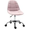 Vinsetto Sedia da Ufficio Girevole, Design Ergonomico e Regolabile Senza Braccioli, Rosa, 59x59x81-91cm